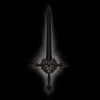 Black sword glowing on black background